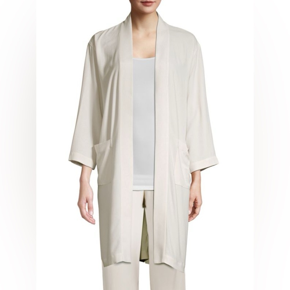 Eileen Fisher NEW Silk Georgette Crepe Kimono Over sized Jacket Size XS